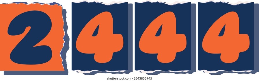 2444 Retro torn paper number Design art