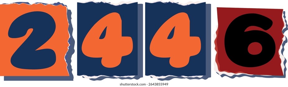 2446 Retro torn paper number Design art