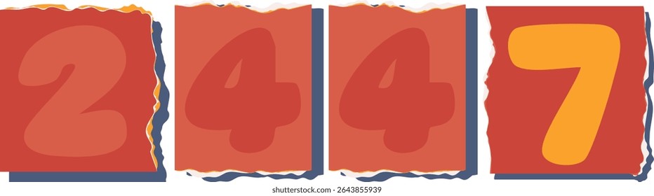 2447 Retro torn paper number Design art
