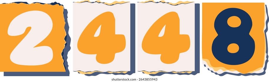 2448 Retro torn paper number Design art