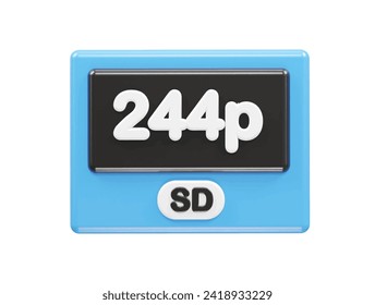 244p resolution text icon 3d illustration rendering
