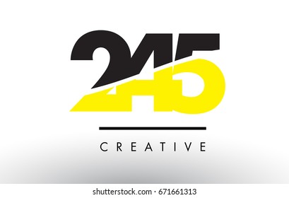 245 Black and Yellow Number Logo Design cut in half.