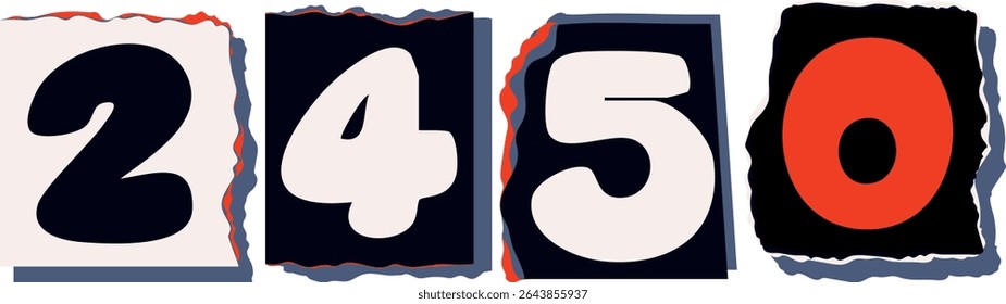 2450 Retro torn paper number Design art