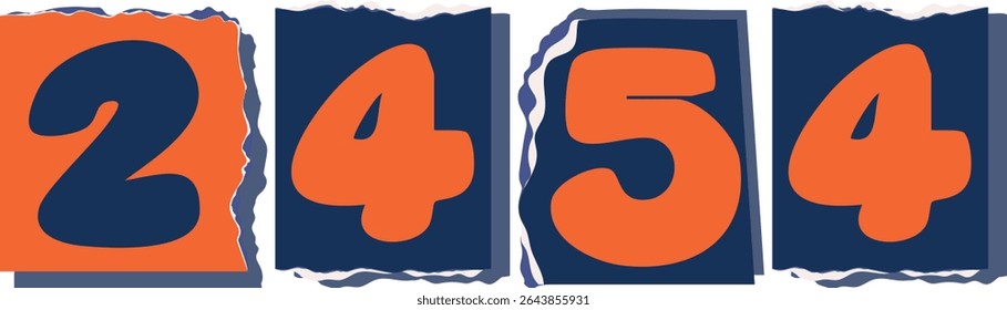 2454 Retro torn paper number Design art