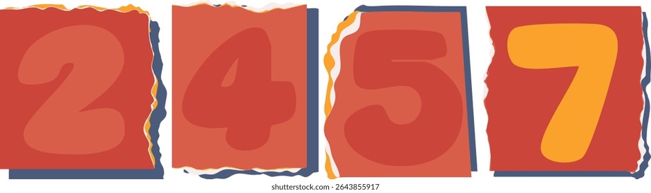 2457 Retro torn paper number Design art
