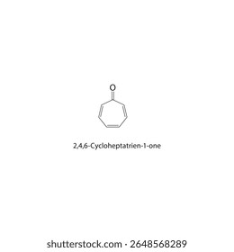 Estrutura esquelética de 2,4,6-cicloheptatrieno-1-ona Ilustração esquemática do composto derivado de tropone. Diagrama simples, fórmula química.