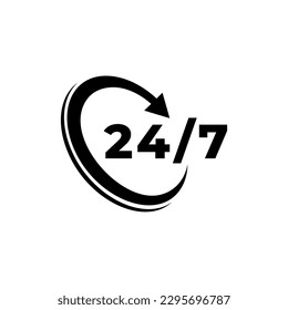 247 24 Hours a day Service Icon Sign Symbol Vector Illustration