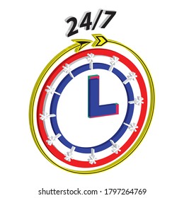 24-7 3D vintage vector labe is a piece of paper,plastic film,cloth,metal or other material affixed to a container or product.
