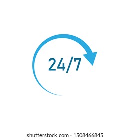 24-7, assistance, support, shopping icon. Vector illustration, flat design.