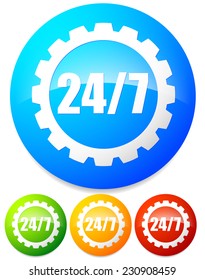 24/7 badge for repair or manufacturing concepts.