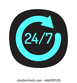 24/7. Badge vector illustration.