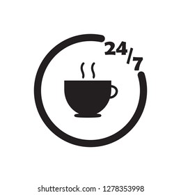 247 cafe icon black vector design illustration.