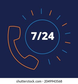 247 call center phone customer service vector contact icon design template