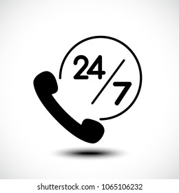 24/7 call center support icon. Vector illustration