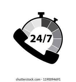 24/7 call center support vector icon. Phone Support. Flat design, vector.