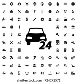 24/7 car service icon. set of filled car service icons. svg