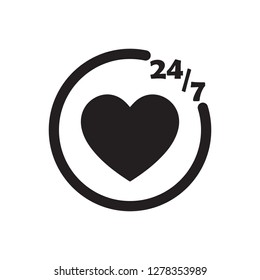 247 chat icon black vector design illustration