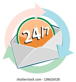 24/7 circle web glossy icon. 	Post Office	
