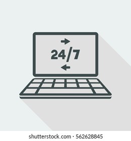 24/7 computer data transfer - Vector flat icon