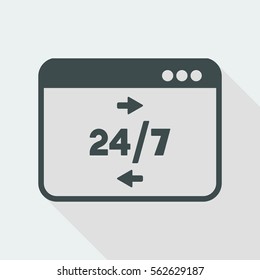 24/7 computer data transfer - Vector flat icon