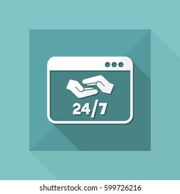 24/7 computer support - Vector flat icon