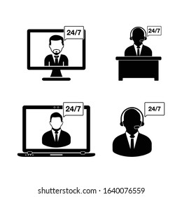 24/7 Customer Support, Help Icon. Flat style vector EPS.