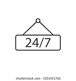 24-7, door, shop icon. Vector illustration, flat design.