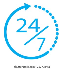 24/7 elements open 24 hours a day and 7 days a week icon. flat icon isolated on white background. 
