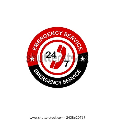 247 emergency service label,vector illustration