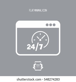24/7  ful time web services - Vector flat icon