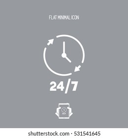 24/7 full time concept symbol - Vector web icon