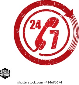 24/7 grunge stamp.Vector
