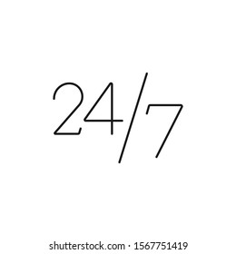 24/7 hour, round the clock - minimal line web icon. simple vector illustration. concept for infographic, website or app.