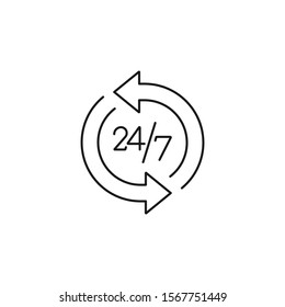 24/7 hour, round the clock - minimal line web icon. simple vector illustration. concept for infographic, website or app.