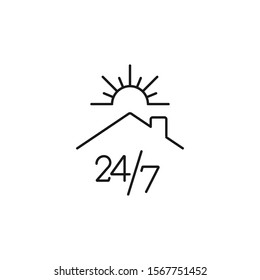 24/7 hour, round the clock - minimal line web icon. simple vector illustration. concept for infographic, website or app.
