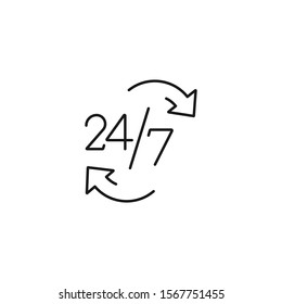 24/7 hour, round the clock - minimal line web icon. simple vector illustration. concept for infographic, website or app.
