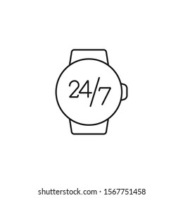 24/7 hour, round the clock - minimal line web icon. simple vector illustration. concept for infographic, website or app.