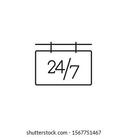 24/7 hour, round the clock - minimal line web icon. simple vector illustration. concept for infographic, website or app.