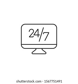 24/7 hour, round the clock - minimal line web icon. simple vector illustration. concept for infographic, website or app.