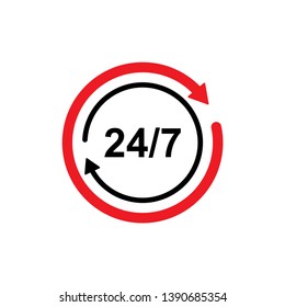 24/7 Hours Icon Vector - Vector