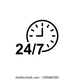 24/7 Hours Icon Vector - Vector