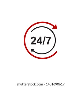 24/7 Hours Icon Vector - Vector