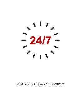 24/7 Hours Icon Vector - Vector