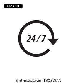 24/7 hours icon vector illustration logo template