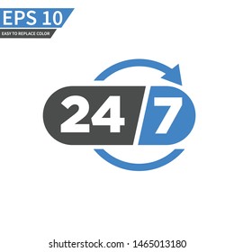 24/7 hours open customer service. Vector illustration.