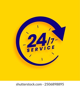 247 hours open helpline yellow template design vector