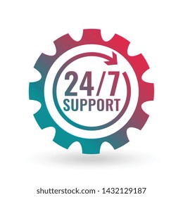 24/7 hours support concept symbol
