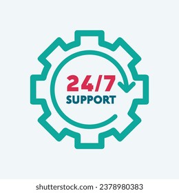 24-7 hours support concept symbol