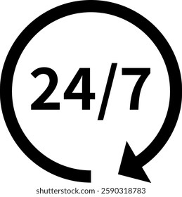 24-7 icon (24 hours a day, 7 days a week)
