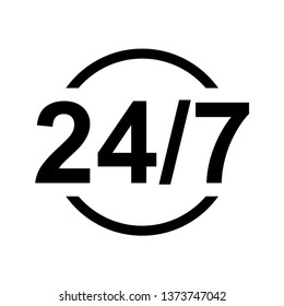 24/7 icon flat vector illustration design isolated on white background